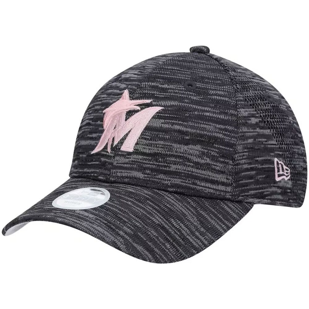 Miami Marlins New Era Womens 9FORTY Hat Strapback Adjustable Cap Gray Pink MLB